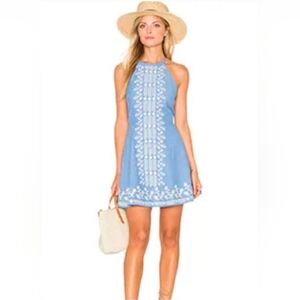 Tularosa Chelsea & Violet Embroidered Halter Backless Mini Dress. size L